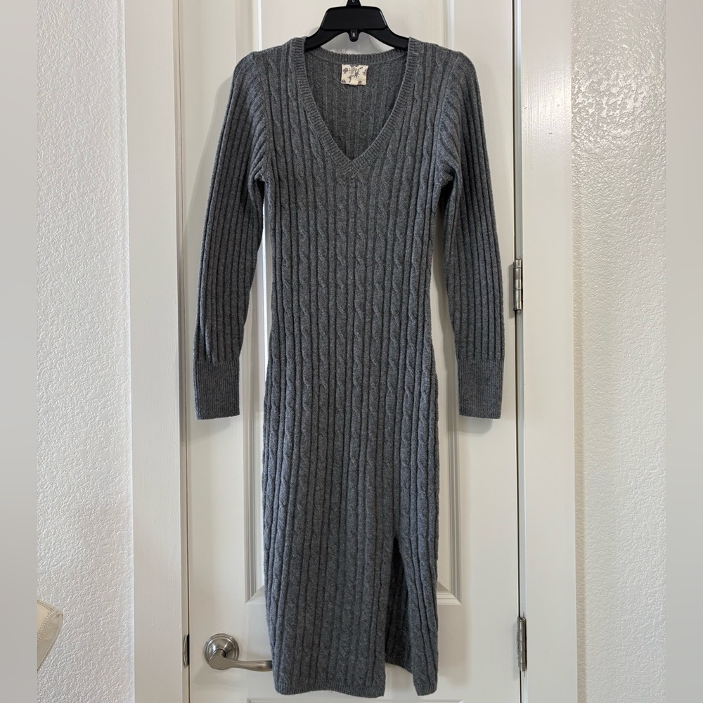 Hippie Rose Charcoal Long Sleeve Sweater Dress